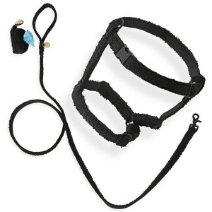THE LICKER STORE Teddy Boucle Adjustable H Harness and Leash Walk Set with Poop Bag Pouch - 1 of 4