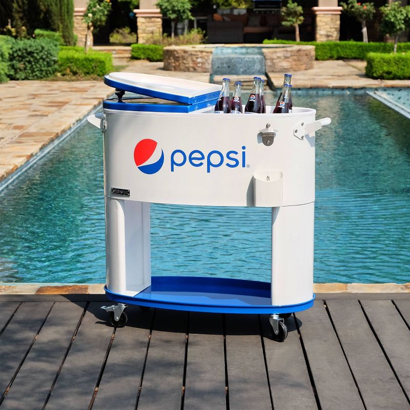 Permasteel 80qt Pepsi Oval Sporty Outdoor Cooler Cart, 2 of 8