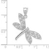 Black Bow Jewelry 14k White Gold Floral Winged Dragonfly Pendant, 28mm - 3 of 4