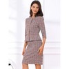 INSPIRE CHIC Women's Tweed Business Button Down 3/4 Sleeve Jacket Pencil Skirt Suit 2-Piece Set - 3 of 4