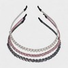 Hair Essentials Women's 3-Pack Rhinestone Headbands for Women - Sparkling Crystal Braided Headbands - Pink, White, and Black Colors - 2 of 4