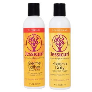 Jessicurl Gentle Lather Shampoo (8 oz) & Aloeba Daily Conditioner (8 oz) DUO - No Fragrance - | Cleansing Curly Hair - (DUO SET) - 1 of 2