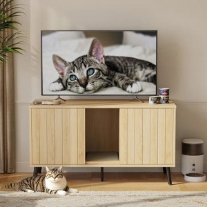 Bestier 47"Hidden Cat Litter Box Enclosure Cat Washroom Furniture Cat House with Litter Mat, TV Stand for TVs up to 55''for Living Room, Bedroom - 1 of 4