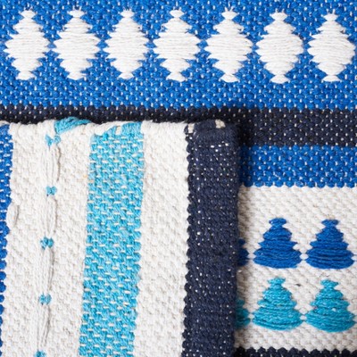 Coastal Breeze Handwoven Cotton Ikat Blue 4' x 6' Area Rug
