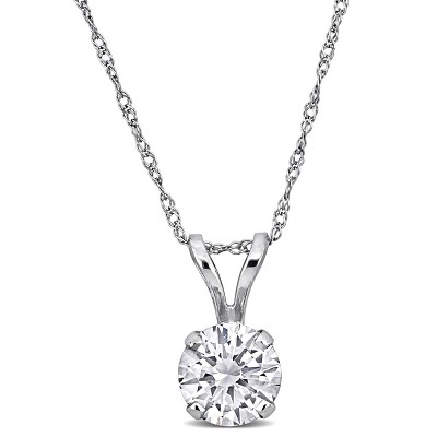 CREATED FOREVER  |   14K White Gold 1 CT TDW Lab Grown Diamond Solitaire Pendant W/ Chain
