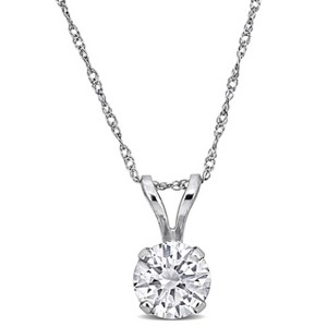 CREATED FOREVER  |   14K White Gold 1 CT TDW Lab Grown Diamond Solitaire Pendant W/ Chain - 1 of 4