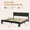 Accent Bed Frame Modern with Wood Grain Headboard for Bedroom Storage 76.8W King - 3irtyhousy - 4 of 4