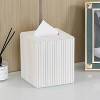 LunaLulinlk PU Leather Tissue Box Cover Square Tissue Box Holder with Magnetic Closure White - 3 of 4