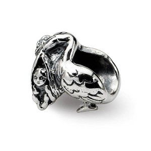 Black Bow Jewelry Sterling Silver Delivery Stork Bead Charm - 1 of 3