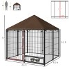 Outdoor Dog Kennel with Roof 59'' Heavy Duty Pet Playpen with Rotating Feeding Bowls Weather Resistant Canopy for Backyard - LAOTIES - 2 of 4