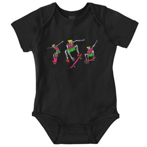 Cool Skeletons Skateboarding Tricks Baby Romper Boys or Girls Brisco Brands - 1 of 4