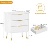 Fluted 3 Drawer Dresser, Nightstand Cabinet, Dresser End Table Wood Chest of Drawers for Bedroom,Living Room,Hallway,Entryway, White - 3 of 4
