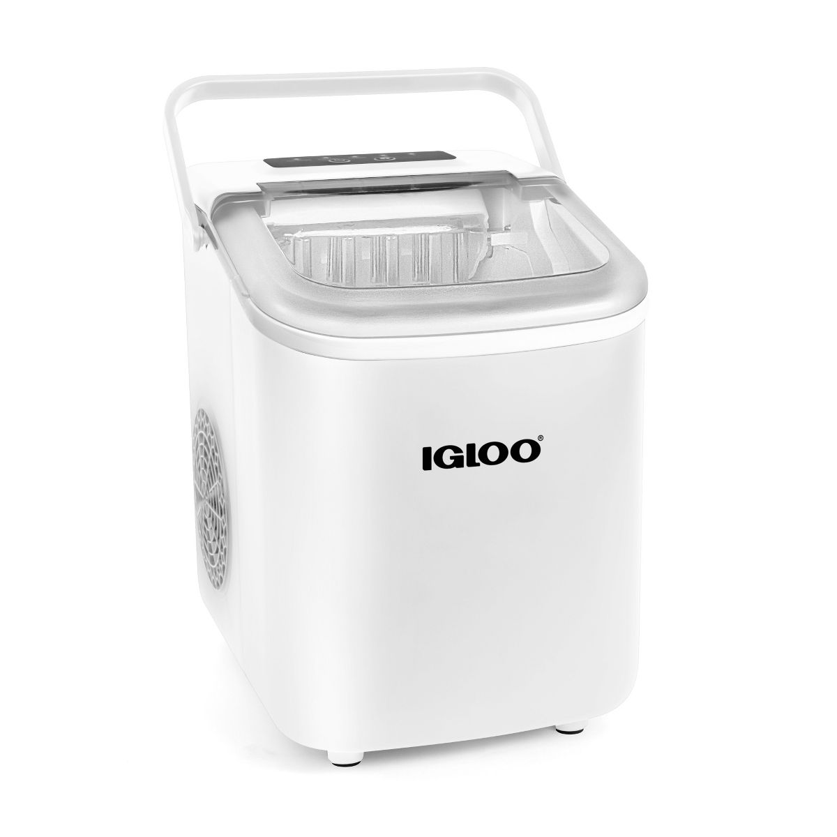 Igloo Self-Cleaning Portable Electric Countertop Ice Maker Machine With Handle, 26 Pounds in 24 Hours, With Ice Scoop and Basket, White