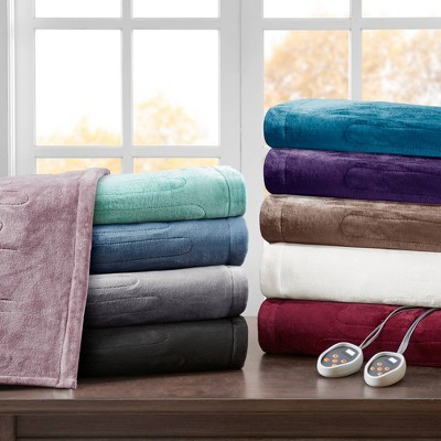 Full Size Purple Plush Heated Winter Blanket
