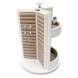 OnDisplay Brooke Spinning Wooden Jewelry Cabinet Organizer - White - 1 of 4