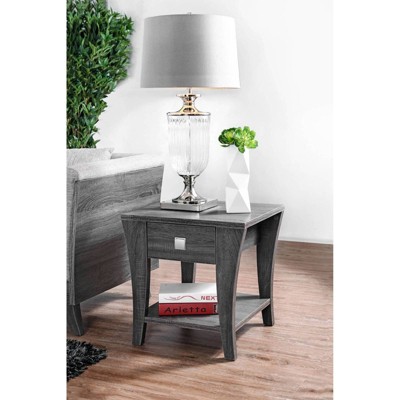 Wooden End Table with Swooping Curled Legs Gray - Benzara