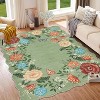9'x12' Vintage Floral Runner Rug Washable Low Pile, Non-Slip Distressed Carpet for Entryway Living Room Bedroom, Faux Wool Soft Area Rug,Green - 4 of 4