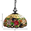 Amora Lighting Tiffany Style Hummingbirds Floral Hanging Lamp 16 Inch Wide - 4 of 4