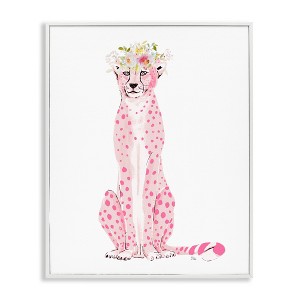Stupell Industries Pink Leopard Floral Garland Framed Giclee Art - 1 of 4