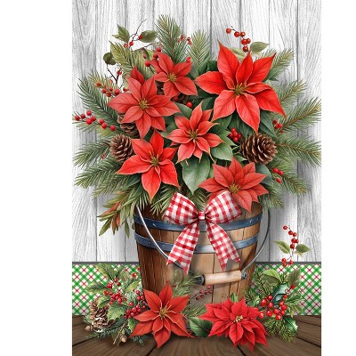 Briarwood Lane Winter Christmas Garden Flag 12x18 For Outdoor Poinsettia Pail For Christmas Garden Flag Flags For Outside