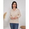 Coolmee Women's Knit Sweater Button Polo Collared Casual Fall Winter Pullover Sweater Tops - 2 of 4