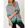 Imily Bela Womens Summer Oversized Striped Cotton T Shirts Casual Half Sleeve Color Block Loose Crewneck Sweatshirts - 3 of 4