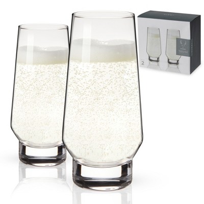 Luxh Stemless Champagne Flutes Glass - Set of 4, 9.4 oz