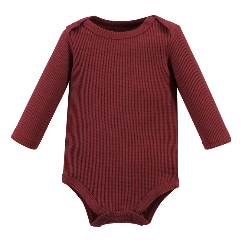Hudson Baby Infant Girl Thermal Long Sleeve Bodysuits, Acorn Botanical, 5 of 8