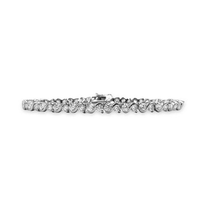18k White Gold Plated Infinity Tennis Bracelet with Simulated Diamond for Women White Gold