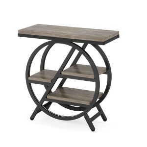 Lirago, End Table Small Side Table with Storage Shelves, Metal Frame & Tabletop for Living Room/Bedroom, 25.59"L x 11.81"D x 26.18"H, Gray - 1 of 4