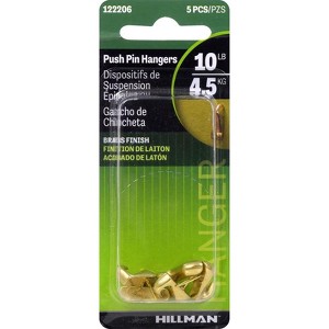 Hillman AnchorWire Brass-Plated Gold Push Pin Picture Hook 10 lb 5 pk (Case of 10) - 1 of 1
