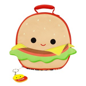 Squishmallows Carl The Cheeseburger 9.5” Lunch Tote With Carl and Floyd Keychains - 1 of 4