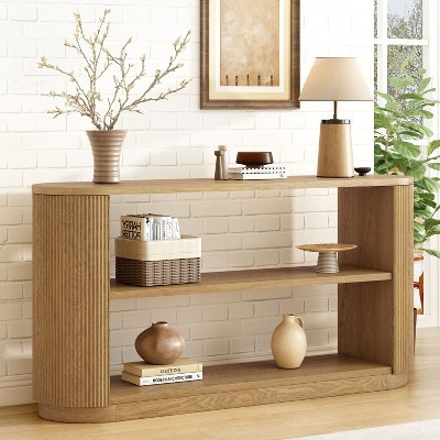 NicBex Modern 3-Tier Console Table with Fluted Curved Corners,Minimalist Entryway Table for Study,Hallway,Living Room