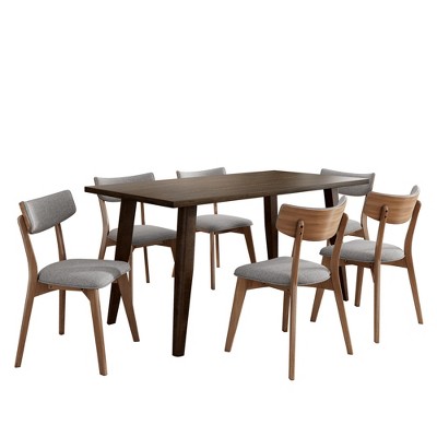Christopher Knight Home Walton 7 Pieces Rubberwood Upholstered Dining Set