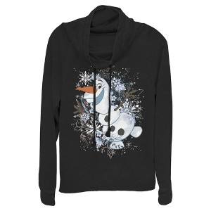 Juniors Womens Frozen Olaf Snowflake Storm Cowl Neck Sweatshirt - 1 of 3