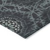 Charcoal Gray And Ivory Floral Medallion Washable Indoor Outdoor Area Rug - 4 of 4