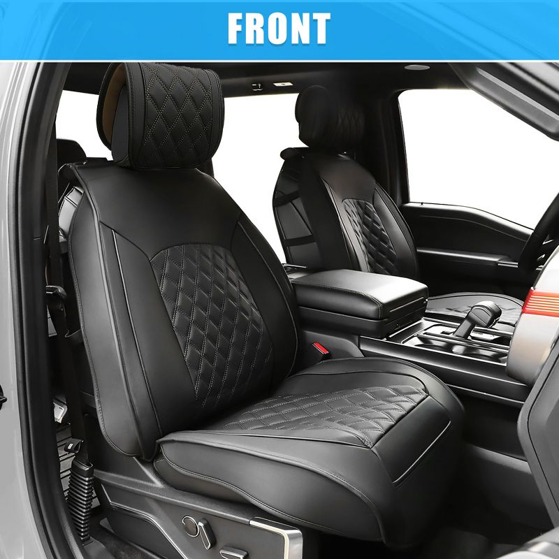 Unique Bargains Waterproof Faux Leather Car Front Seat Covers for Ford F-150 Crew Cab 2009-2023 2 Pcs, 2 of 7