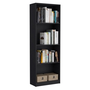 Vynxaria Classic-Modern 4-Tier Storage Bookcase Open Shelves (15.7"H×18.3"H×23.5"W Each), Black - 1 of 4