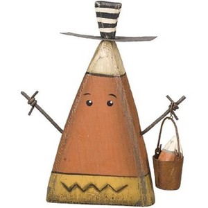 Primitives by Kathy Chunky Candy Corn Man Wood Sitter Halloween Figurine Decoration - 1 of 1