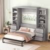 TIRAMISUBEST Full Size Murphy Bed Wall Bed with 6 Storage Drawers, Foldable Murphy Cabinet Bed with Open Storage Shelves, Space Saving Design - 3 of 4