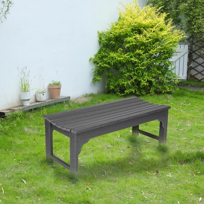 Backless HDPE Adirondack Bench With Wood Texture,Patio Armless Chairs With UV Protection,Outdoor Armless Chairs For Patio,Backyard-Cuddlewood