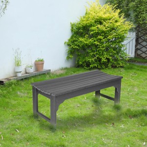 Backless HDPE Adirondack Bench With Wood Texture,Patio Armless Chairs With UV Protection,Outdoor Armless Chairs For Patio,Backyard-Cuddlewood - 1 of 4