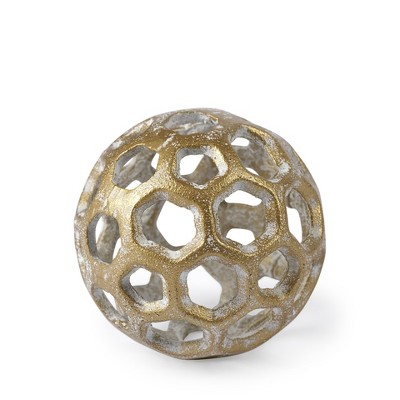 HomeRoots 3" Gold Metal Decorative Orb Tabletop Sculpture