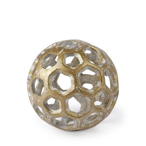 HomeRoots 3" Gold Metal Decorative Orb Tabletop Sculpture - 1 of 4