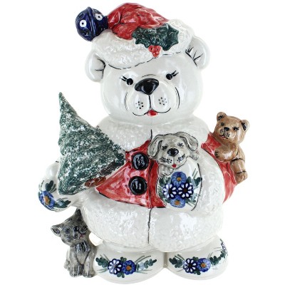 Blue Rose Polish Pottery Clementine Christmas Teddy Bear