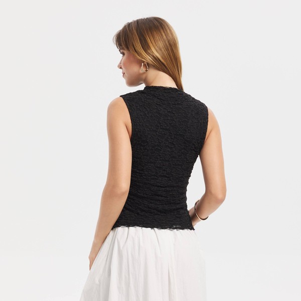 Top de Cuello Alto Falso con Fruncido y Encaje para Mujer - A New Day™ 2