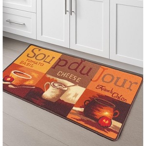 Home Mart Goods Brown Orange Washable Kitchen Mat With Non-Slip Backing - 19"x39" - 1 of 4