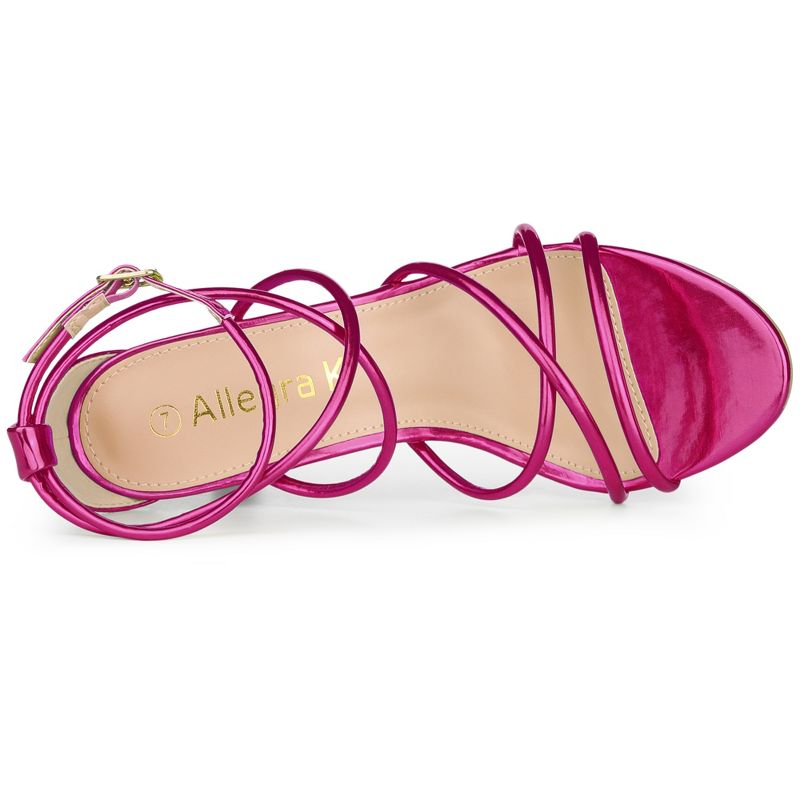 Allegra K Women's Open Toe Strappy Buckle Straps Stiletto Heel Sandals, 4 of 7
