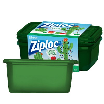 Ziploc Holiday Large Rectangle Storage Containers - Green - 2ct