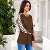 Anna-Kaci Women's Waffle Knit Top with Leopard Print Contrast and V-Neck Detail for Casual Looks - 2 of 4